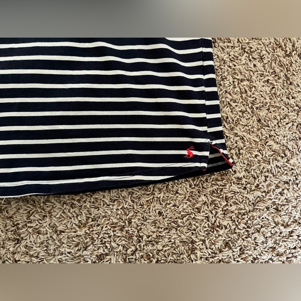 Joules Navy Cream Stripe Marina Dropped Shoulder Jersey Top - Picture 12 of 13